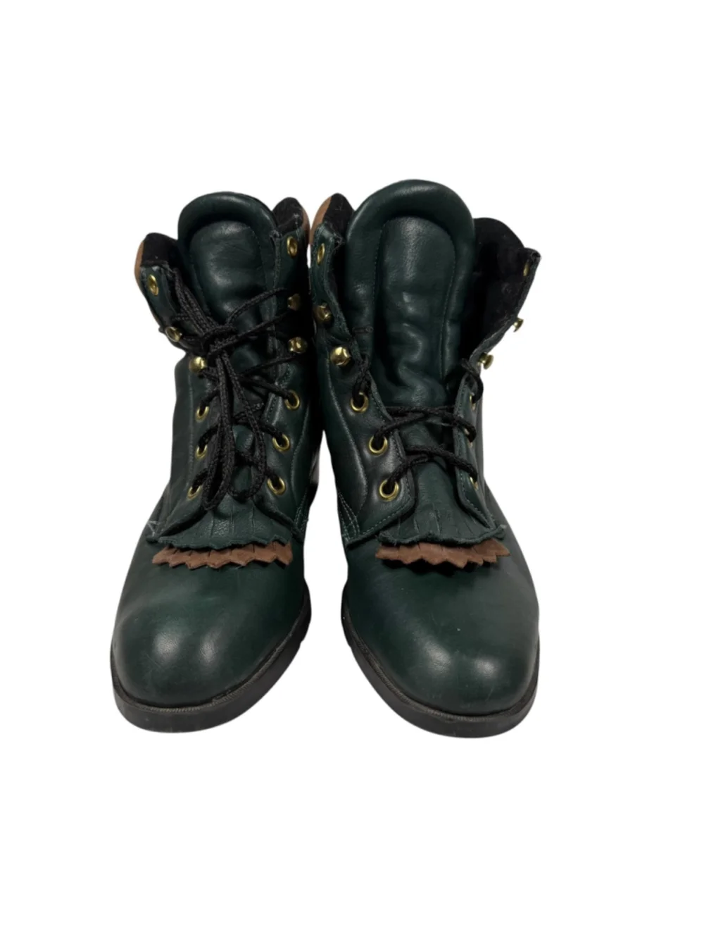 Laredo Performair Vintage Ankle Boots Green Leather Kiltie Western Women's 6.5M